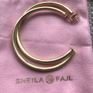 Sheila Fajl 2.5 inch Brushed Gold Hoops